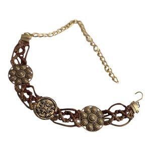 Coastal Cowgirl Vintage Brown Leather Belt with Gold metal details🤠🤎